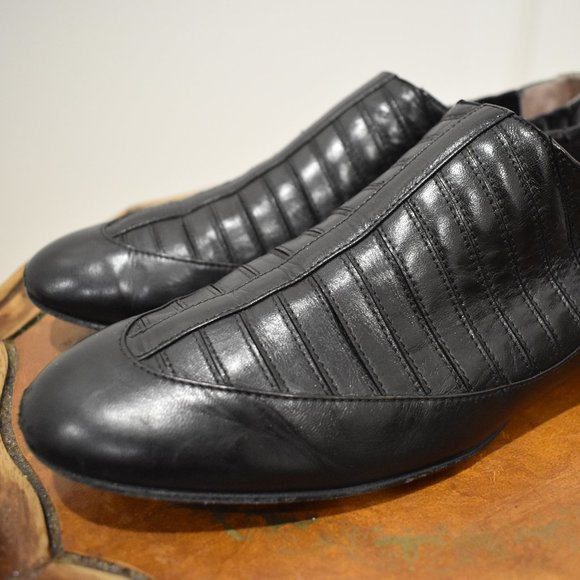 Vintage Chanel Black Leather Shoes Women Size 38 - Picture 1 of 6